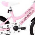 VidaXL Rower dla dzieci z bagażnikiem, 14 cali, biało-różowy
