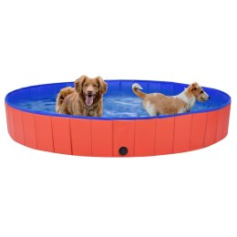 VidaXL Składany basen dla psa, czerwony, 200x30 cm, PVC
