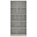 VidaXL Regał na książki z 5 półkami, betonowy szary, 80 x 24 x 175 cm