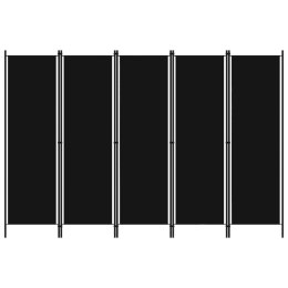 VidaXL Parawan 5-panelowy, czarny, 250 x 180 cm