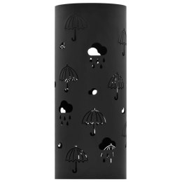 VidaXL Stojak na parasole, wzór w parasole, stalowy, czarny