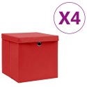 VidaXL Pudełka z pokrywami, 4 szt., 28x28x28 cm, czerwone