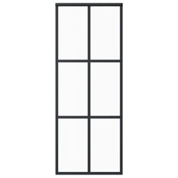 VidaXL Drzwi przesuwne, szkło ESG i aluminium, 76x205 cm, czarne