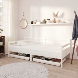 VidaXL Łóżko dzienne z szufladami, 90x200 cm, białe, drewno sosnowe