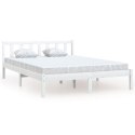 VidaXL Rama łóżka, biała, lite drewno sosnowe, 135x190 cm, podwójna