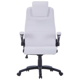 VidaXL Krzesło obrotowe z białej sztucznej skóry, regulowane