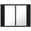 VidaXL Szafka łazienkowa z lustrem i LED, czarna, 60x12x45 cm, akryl