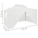 VidaXL Rozkładany namiot imprezowy z 4 ściankami, 3 x 4,5 m, biały
