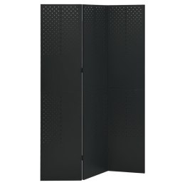 VidaXL Parawan 3-panelowy, czarny, 120 x 180 cm, stalowy