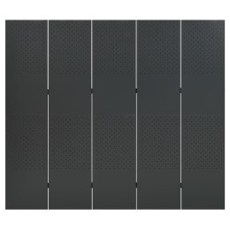 VidaXL Parawan 5-panelowy, antracytowy, 200 x 180 cm, stalowy