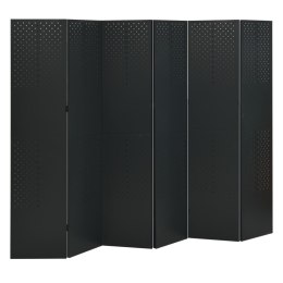 VidaXL Parawany 6-panelowe, 2 szt., czarne, 240x180 cm, stalowe