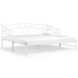 VidaXL Sofa z wysuwaną ramą łóżka, biała, metalowa, 90x200 cm