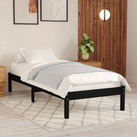 VidaXL Rama łóżka, czarna, lite drewno sosnowe, 90 x 200 cm