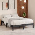 VidaXL Rama łóżka, szara, lite drewno, 135x190 cm, podwójna