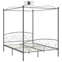VidaXL Rama łóżka z baldachimem, szara, metalowa, 160 x 200 cm
