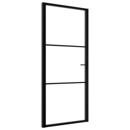 VidaXL Drzwi wewnętrzne, szkło ESG i aluminium, 102,5x201,5 cm, czarne