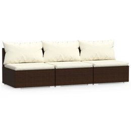 VidaXL 3-osobowa sofa z poduszkami, brązowa, polirattan