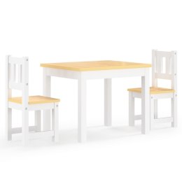 VidaXL 3-cz. zestaw dziecięcy, stolik i krzesła, biało-beżowy, MDF