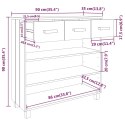 VidaXL Stolik konsolowy HAMAR, biały, 90x35x90 cm, lite drewno sosnowe