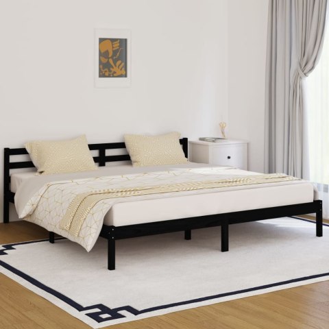 VidaXL Rama łóżka, lite drewno sosnowe, 200x200 cm, czarne
