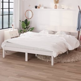VidaXL Rama łóżka, biała, lite drewno sosnowe, 140 x 190 cm
