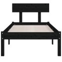 VidaXL Rama łóżka, czarna, lite drewno sosnowe, 90 x 200 cm