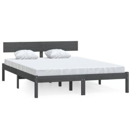 VidaXL Rama łóżka, szara, lite drewno, 120x190 cm, podwójna