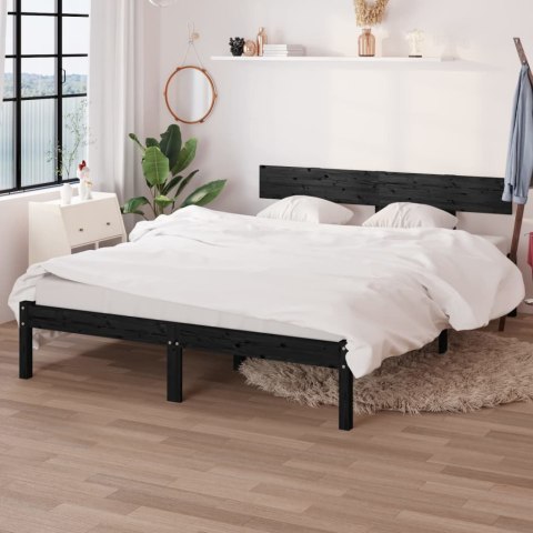 VidaXL Rama łóżka, czarna, lite drewno sosnowe, 150x200 cm