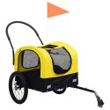 VidaXL Przyczepka dla zwierząt rowerowa/do biegania 2-w-1 żółto-czarna