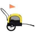 VidaXL Przyczepka dla zwierząt rowerowa/do biegania 2-w-1 żółto-czarna