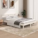 VidaXL Rama łóżka, biała, lite drewno sosnowe, 135x190 cm, podwójna