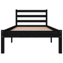 VidaXL Rama łóżka, czarna, lite drewno sosnowe, 75x190 cm, pojedyncza