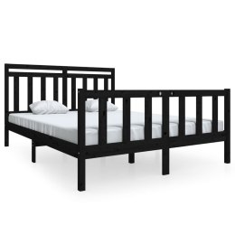 VidaXL Rama łóżka, czarna, 150x200 cm, lite drewno