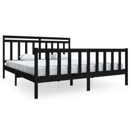 VidaXL Rama łóżka, czarna, 180x200 cm, lite drewno
