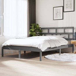 VidaXL Rama łóżka, szara, 135x190 cm, lite drewno
