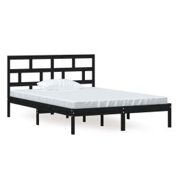 VidaXL Rama łóżka, czarna, lite drewno sosnowe, 140x200 cm