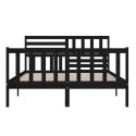 VidaXL Rama łóżka, czarna, 150x200 cm, lite drewno