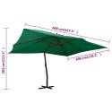 VidaXL Wiszący parasol z drewnianym słupkiem, 400x300 cm, zielony