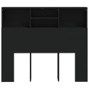 VidaXL Wezgłowie łóżka z półkami, czarne, 120x19x103,5 cm