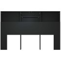 VidaXL Wezgłowie łóżka z półkami, czarne, 160x19x103,5 cm