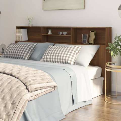 VidaXL Wezgłowie łóżka z półkami, brązowy dąb, 200x19x103,5 cm