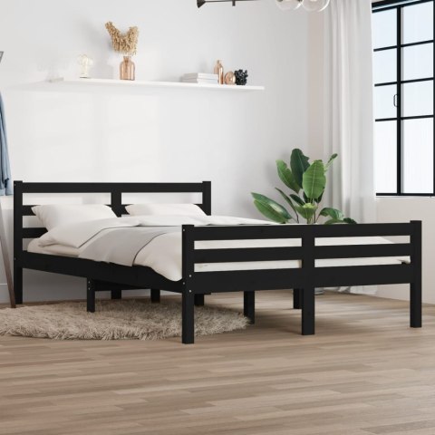 VidaXL Rama łóżka, czarna, lite drewno, 150x200 cm