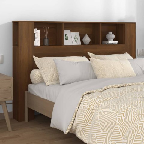 VidaXL Wezgłowie łóżka z półkami, brązowy dąb, 160x18,5x104,5 cm