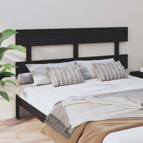 VidaXL Wezgłowie łóżka, czarne, 164x3x81 cm, lite drewno sosnowe