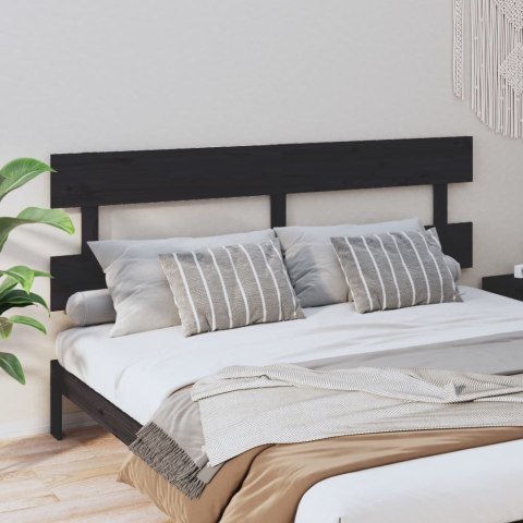 VidaXL Wezgłowie łóżka, czarne, 204x3x81 cm, lite drewno sosnowe