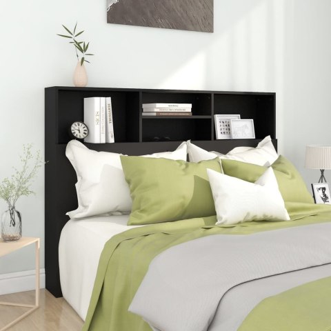 VidaXL Wezgłowie łóżka z półkami, czarne, 140x19x103,5 cm