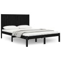 VidaXL Rama łóżka, czarna, lite drewno sosnowe, 140x190 cm
