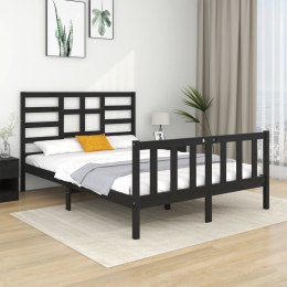 VidaXL Rama łóżka, czarna, lite drewno, 140x190 cm