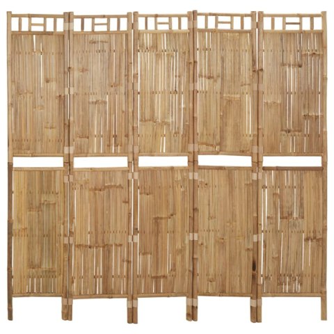 VidaXL Parawan 5-panelowy, bambusowy, 200 x 180 cm