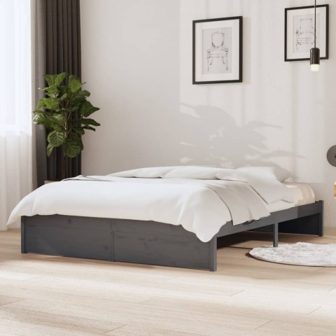 VidaXL Rama łóżka, szara, lite drewno, 140 x 200 cm